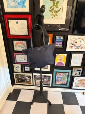 Coach Navy Nylon Tote with Slim Shoulder Straps